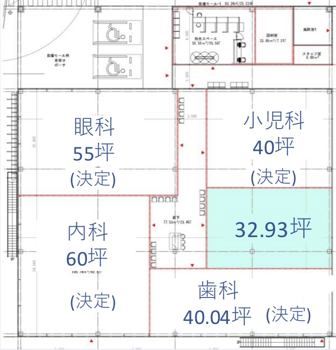 トナリエ星田メディカルゾーンの平面図